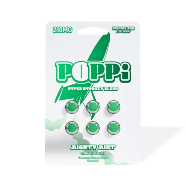 POPPi Hyper Hydroxy Mighty Mint 6 Count 35 mg Each Tablet Total 210 mg Front