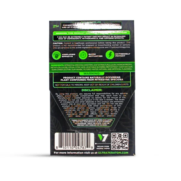 Ultra 7-Hydroxy Release Strips 10 mg Green Apple Mint Back