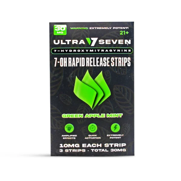 Ultra Seven 7-Hydroxy Rapid Release Strips 10 mg Green Apple Mint Front
