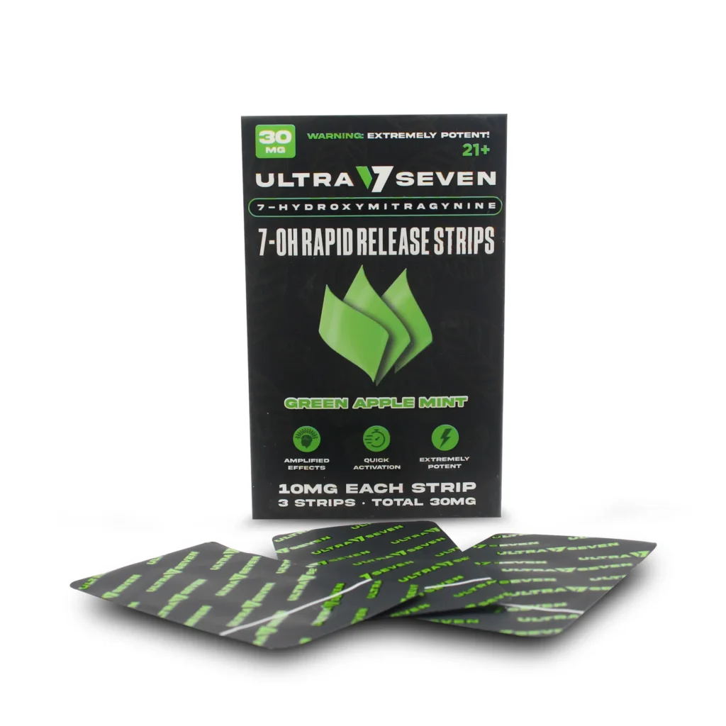 Ultra Seven 7-Hydroxy Strips Green Apple Mint Front with Strips