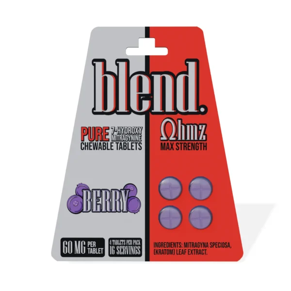 Blend Pure 7-Hydroxy Chewable Tablets 60 mg 4 Count Berry Front