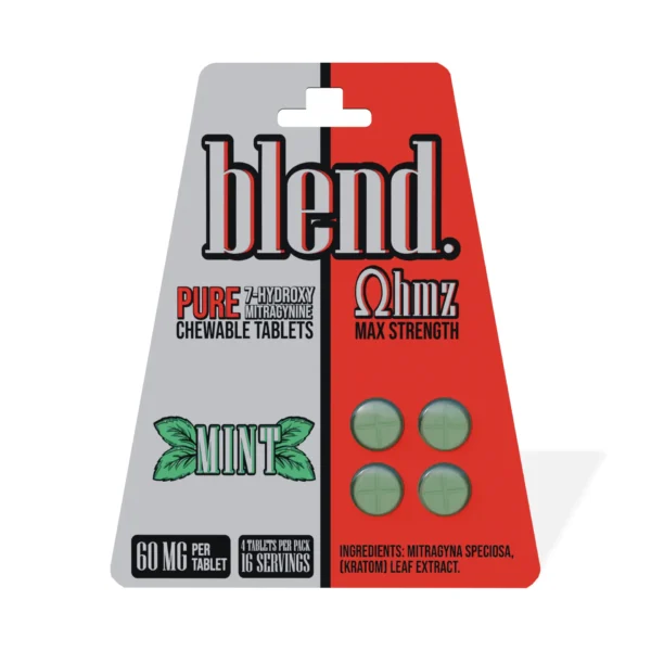 Blend Pure 7-Hydroxy Chewable Tablets 60 mg 4 Count Mint Front
