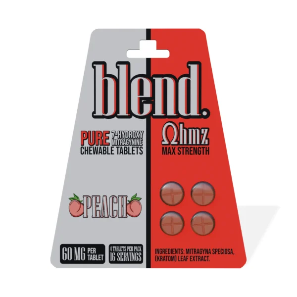 Blend Pure 7-Hydroxy Chewable Tablets 60 mg 4 Count Peach Front