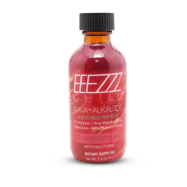 EEEZZZ Chill Kava + Alkaloids Shot 60 ml Strawberry Burst Front