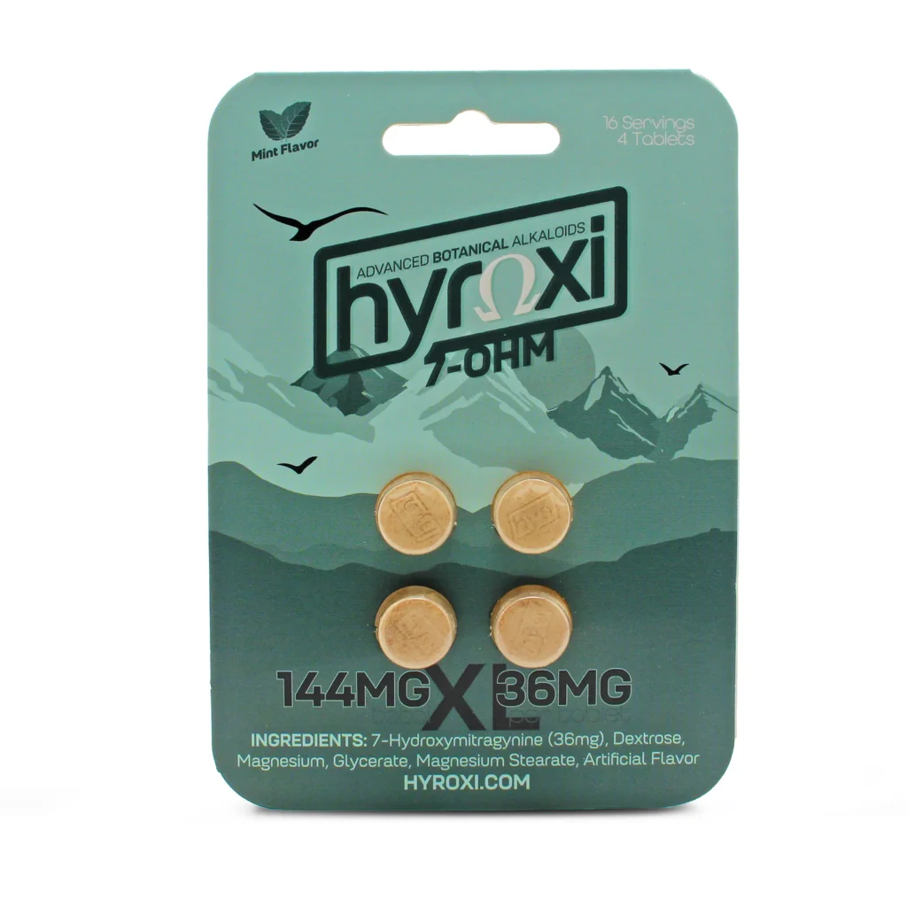 Hyroxi 7-Hydroxy XL Kratom Extract Chewable Tablets 36 mg 4 Count Mint Front