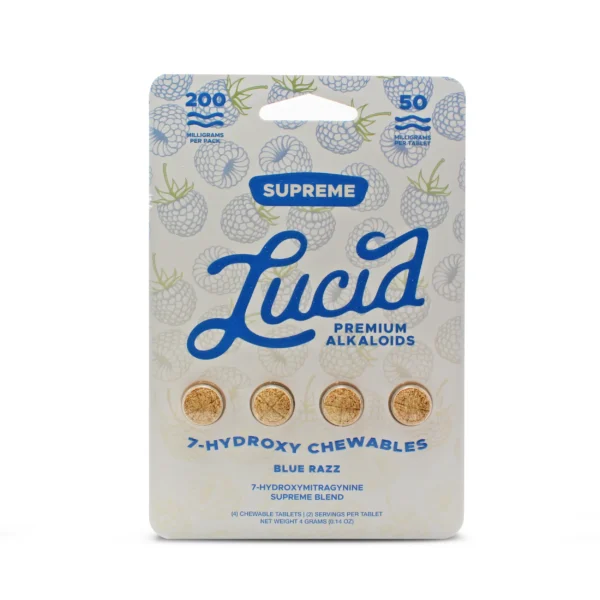 Lucid 7-Hydroxy Supreme Blend 50 mg 4 Count Blue Razz Front