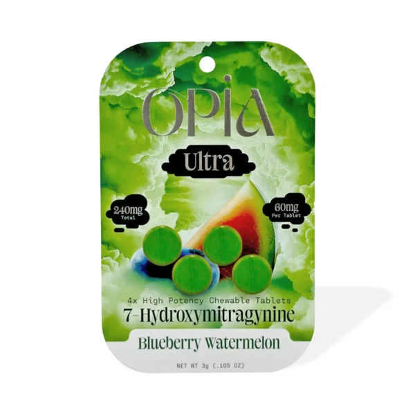 Opia Ultra 7-Hydroxy High Potency Chewable Tablets 60mg - 4 Count, Blueberry Watermelon