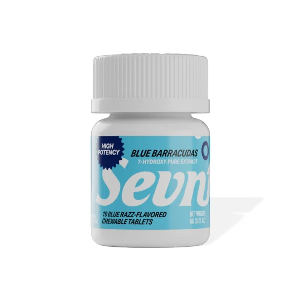 Sevn 7-Hydroxy Pure Extract Chewable Tablets 35 mg 10 Count Blue Barracudas Blue Razz Front
