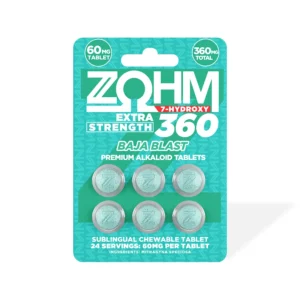 ZOHM 360 7-Hydroxy Extra Strength Chewable Tablets 60 mg 6 Count Front