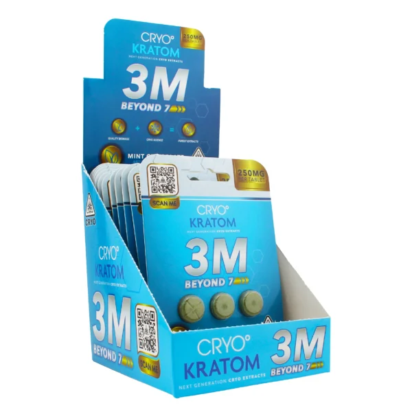3M Beyond 7 Cryo Kratom Alkaloid Tablets 250mg 3 Count Mint Chocolate Display Box Front