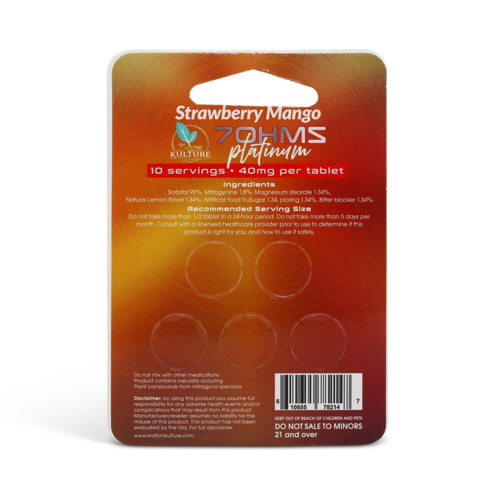 7ohms Buy Kratom Kulture 7OHMS Platinum Chewable Tablets Strawberry Mango ...