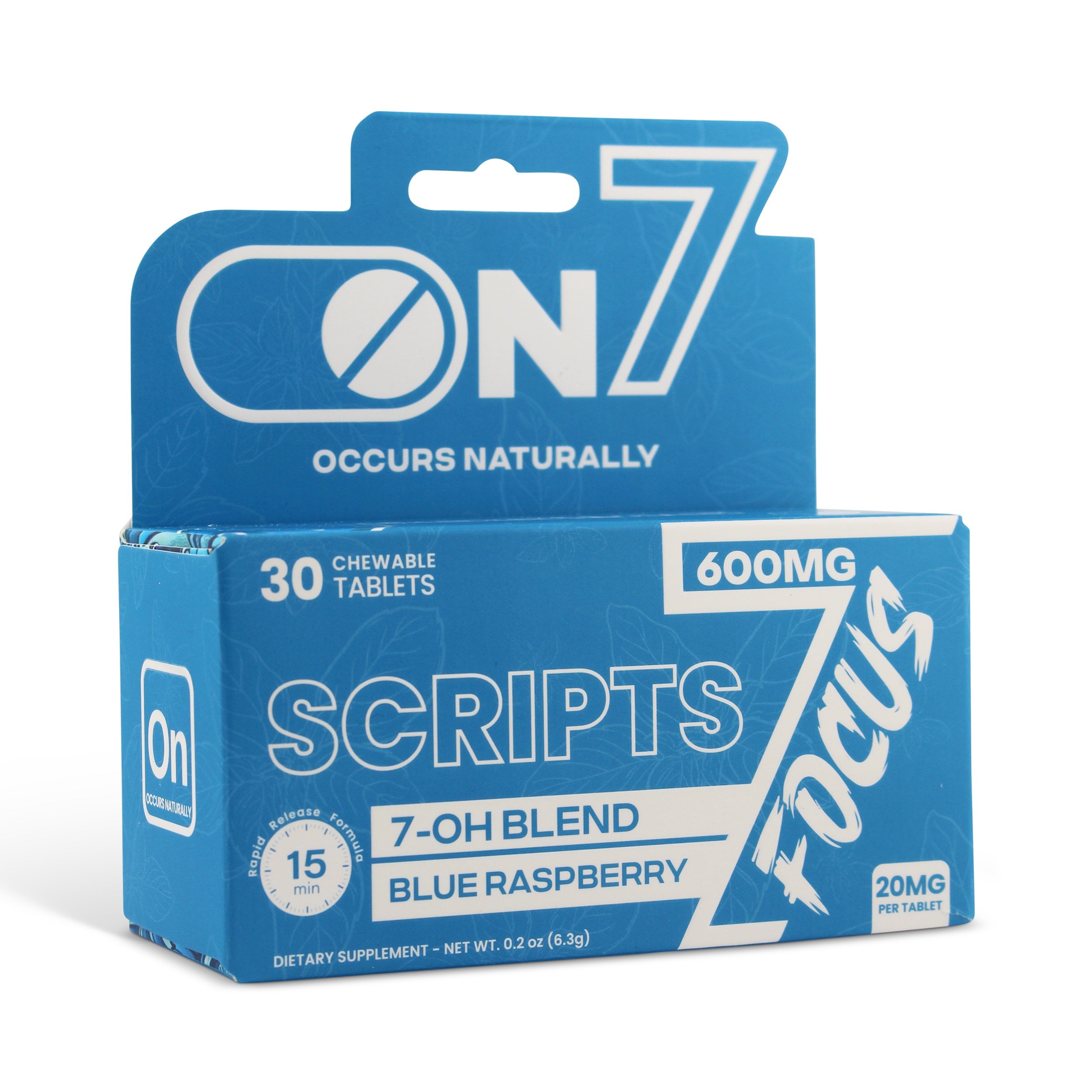 Buy On7 Focus 7-Hydroxy Kratom Leaf Extract Chewable Tablets Blue