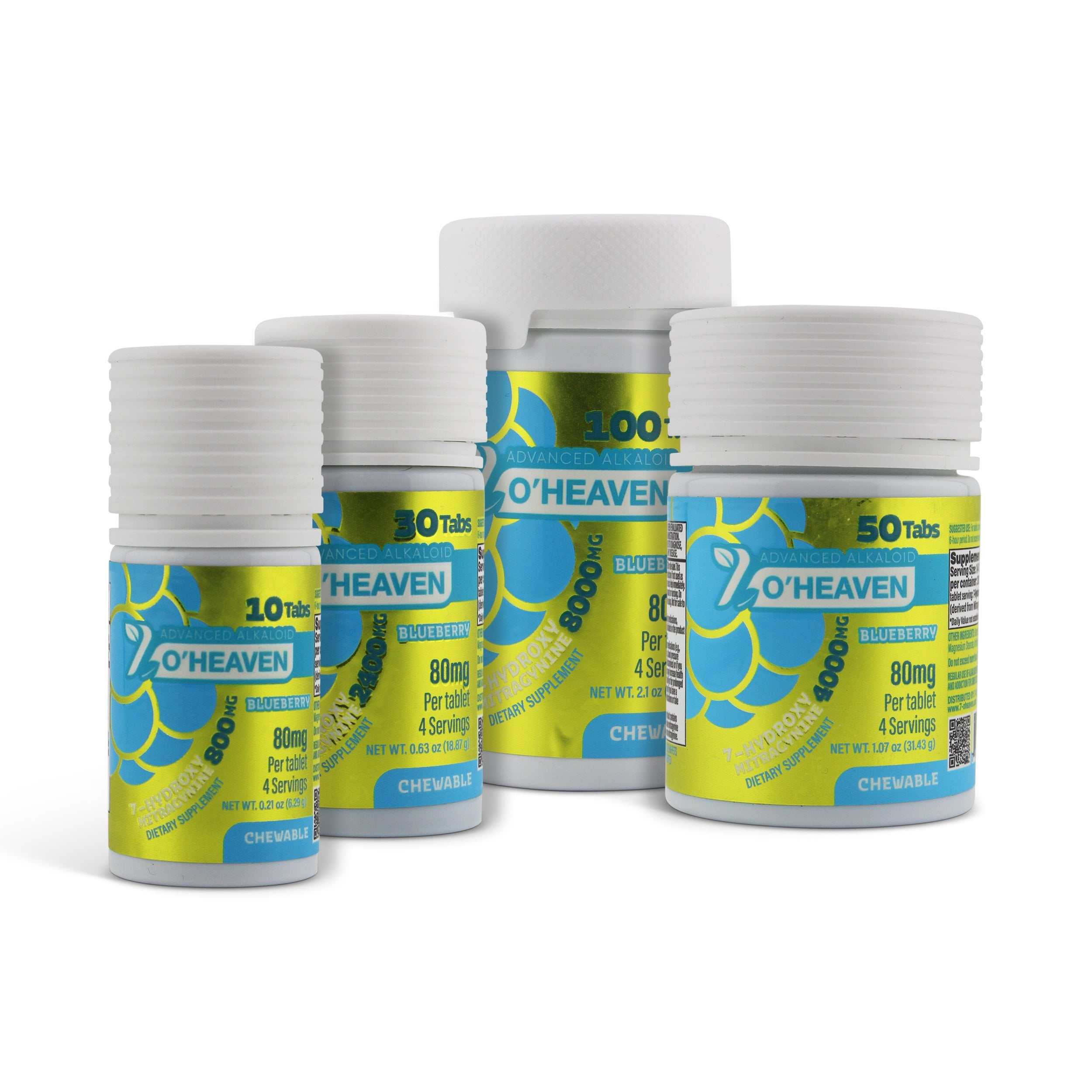 ★ABC陵央商品★80枚★消毒済★ Buy 7 O'Heaven 7-Hydroxy Kratom Leaf Extract Chewable Tablets